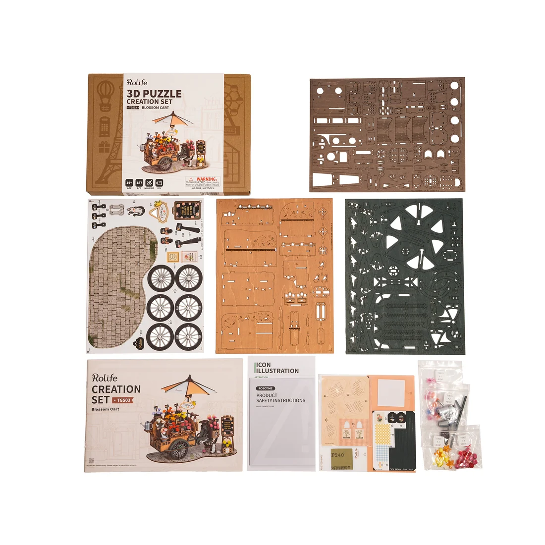 3D Wooden Puzzle: Blossom Cart - Image 6