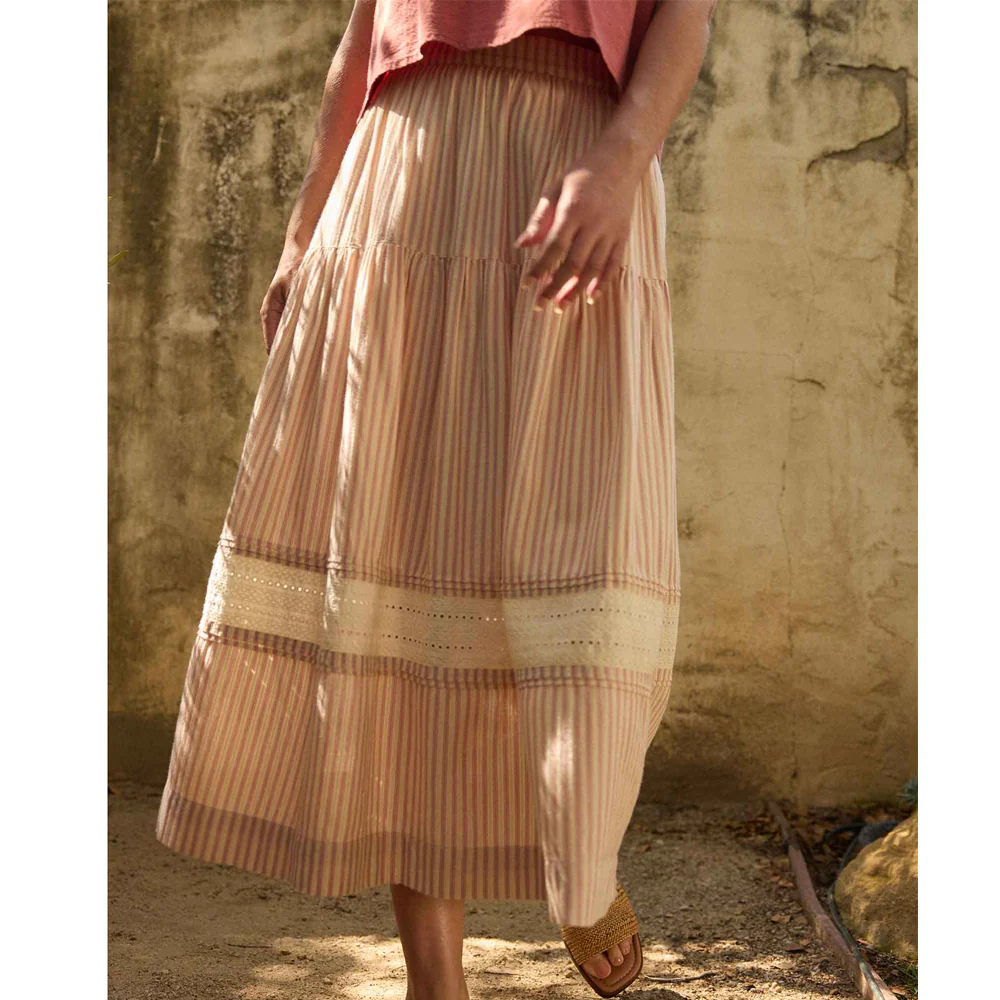 Airscape Midi Skirt - Dusty Cedar Stripe - Image 5