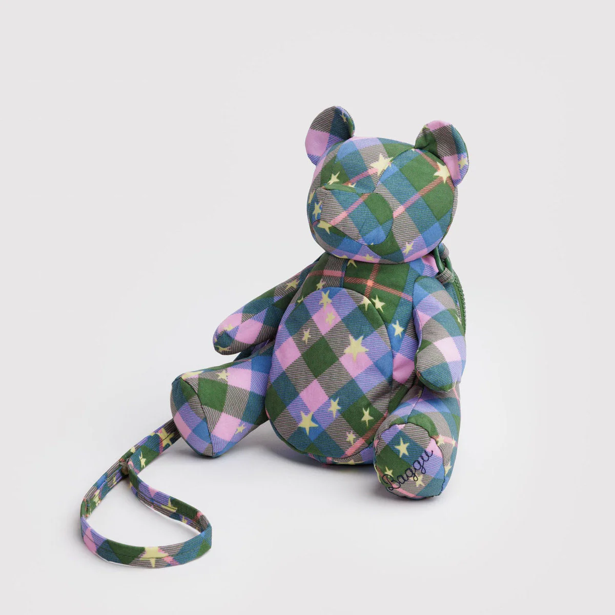 Bear Bag- Green Star Plaid