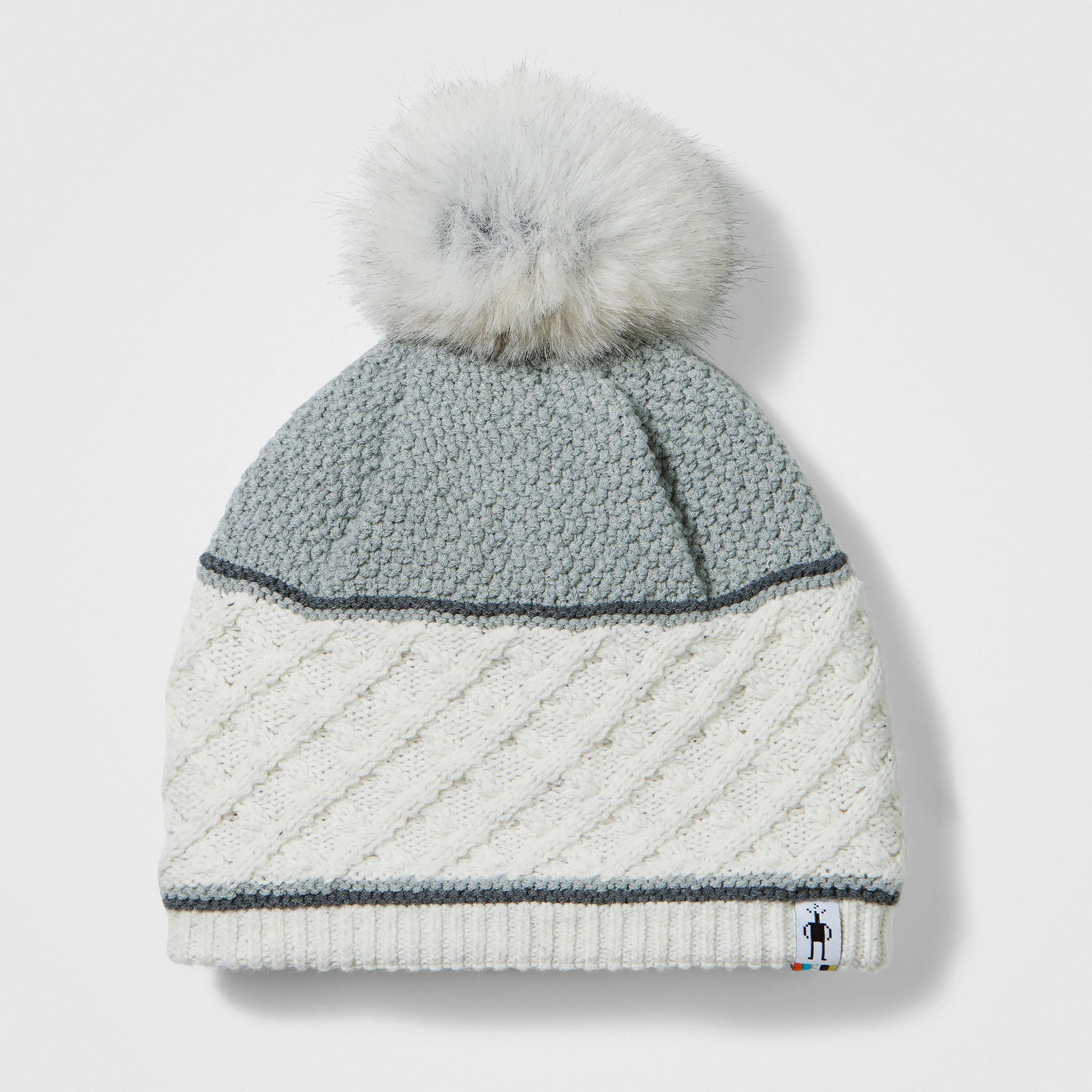 Cable Knit Colorblock Pom Beanie - Image 3