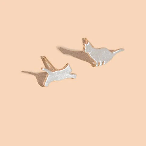 Cat Therapy Studs- Rhodium