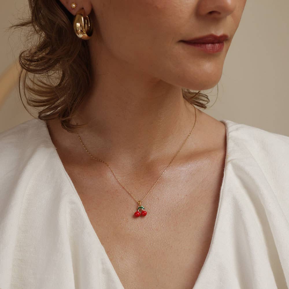 Cherry Necklace- 14K Gold Plated - Image 2