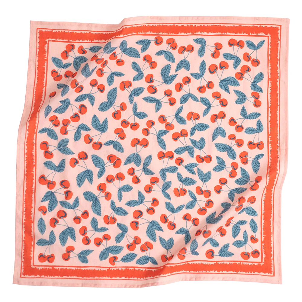 Cherry Screenprint Bandana - 22"