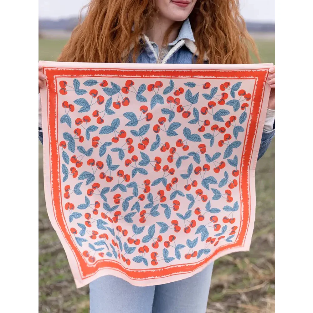 Cherry Screenprint Bandana - 22" - Image 4
