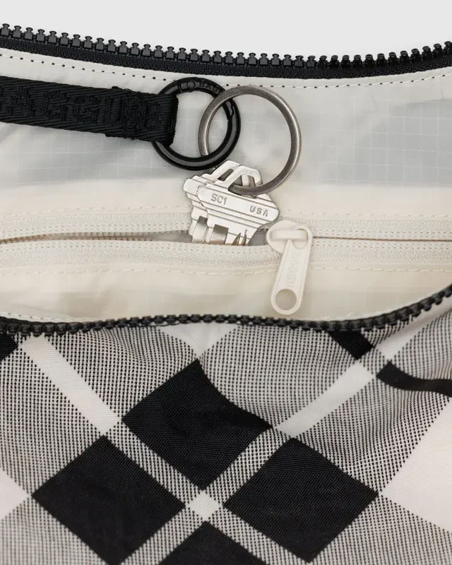 Medium Nylon Crescent Bag- Mixed Plaid - Image 4
