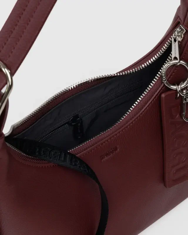 Mini Recycled Leather Shoulder Bag- Mahogany - Image 3