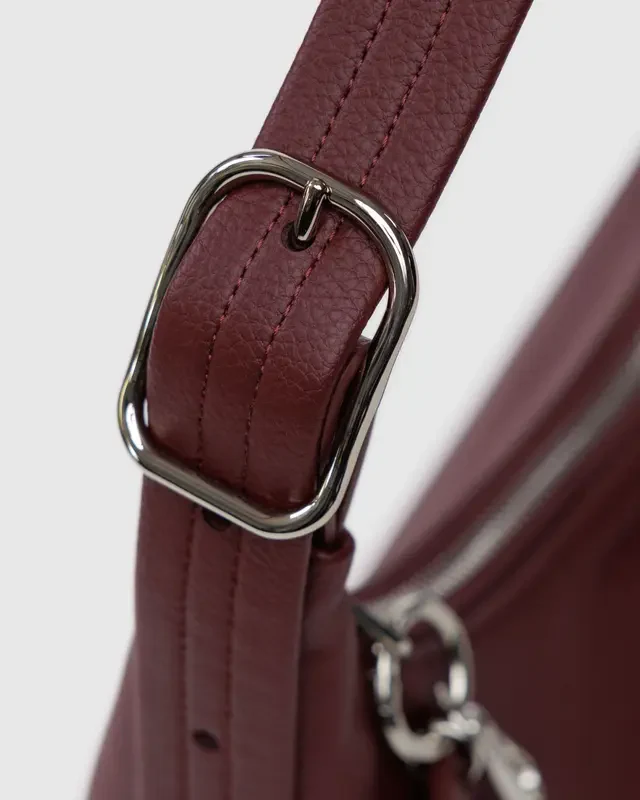 Mini Recycled Leather Shoulder Bag- Mahogany - Image 4