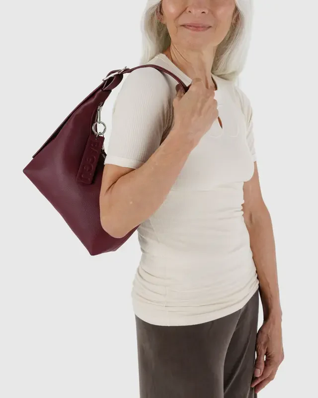 Mini Recycled Leather Shoulder Bag- Mahogany - Image 5