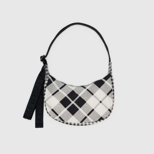 Small Nylon Crescent Bag - Mixed Plaid