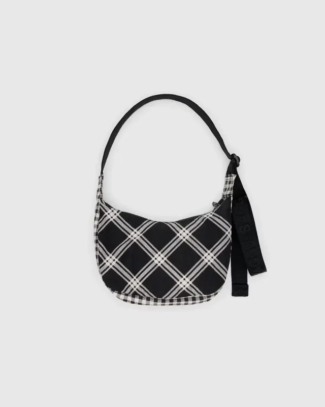 Small Nylon Crescent Bag - Mixed Plaid - Image 2