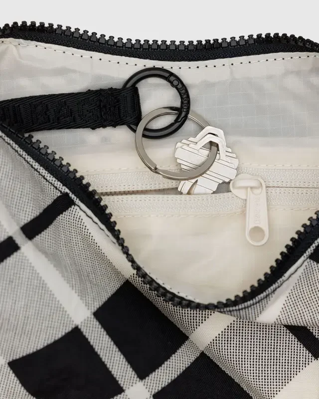 Small Nylon Crescent Bag - Mixed Plaid - Image 3