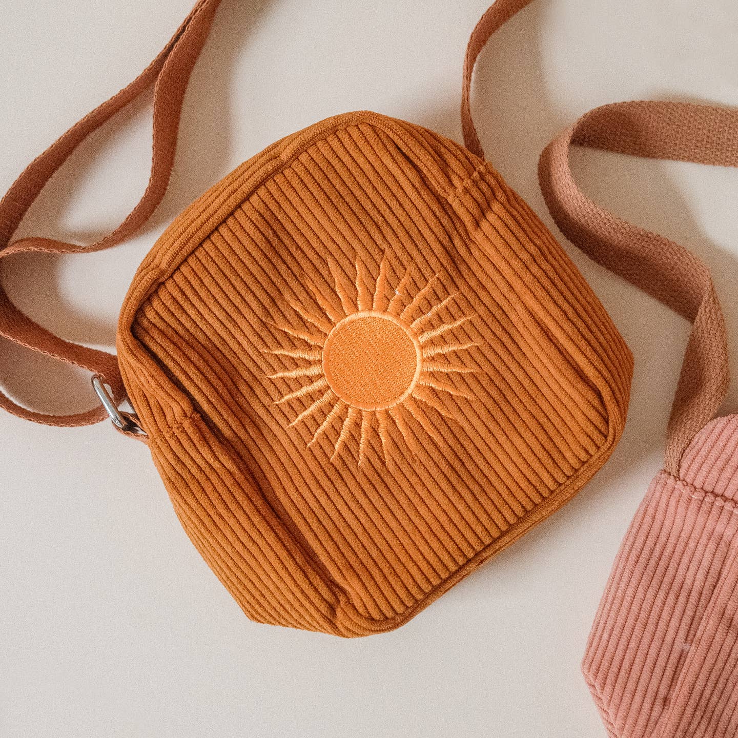 Corduroy Embroidered Crossbody Bag