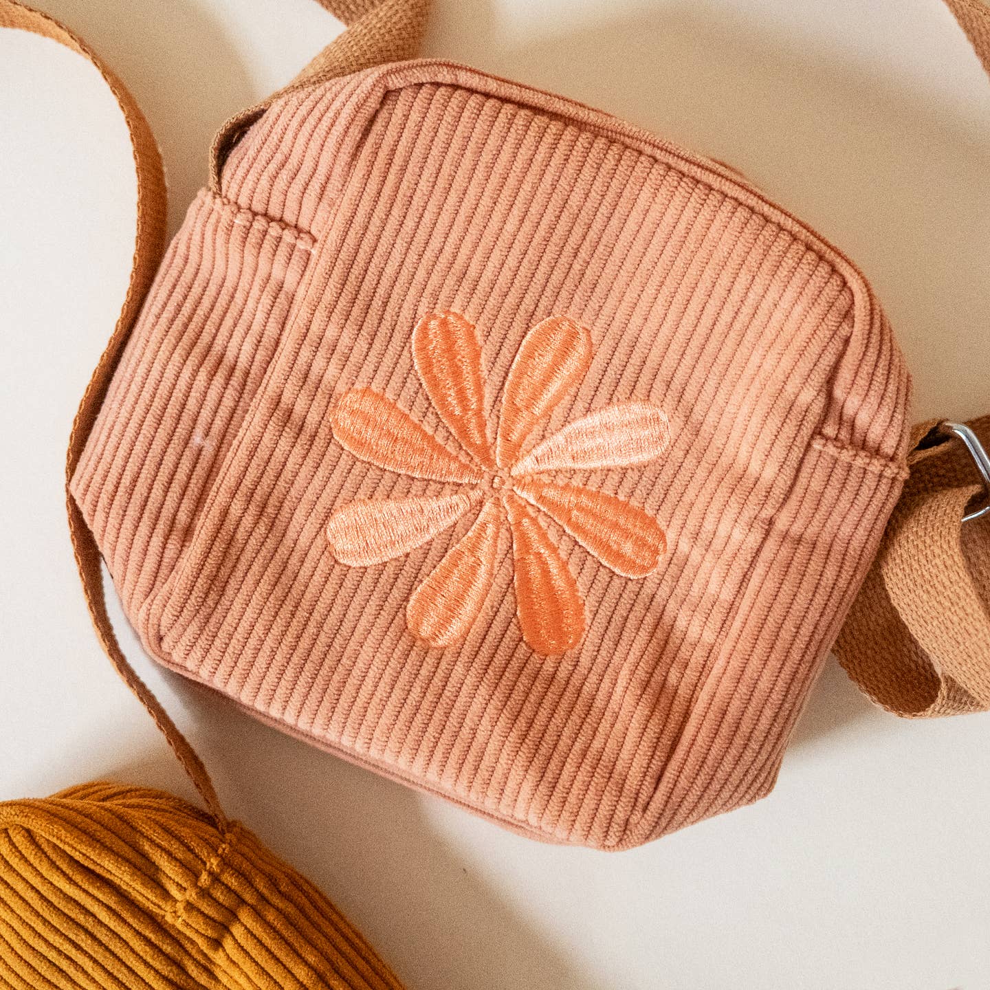 Corduroy Embroidered Crossbody Bag - Image 2
