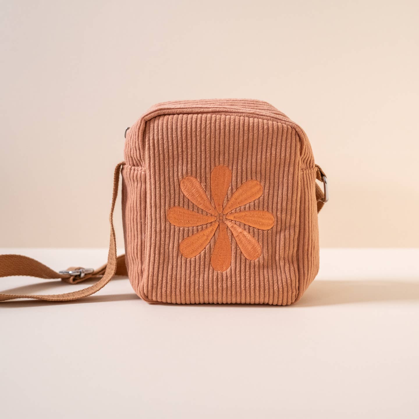 Corduroy Embroidered Crossbody Bag - Image 3
