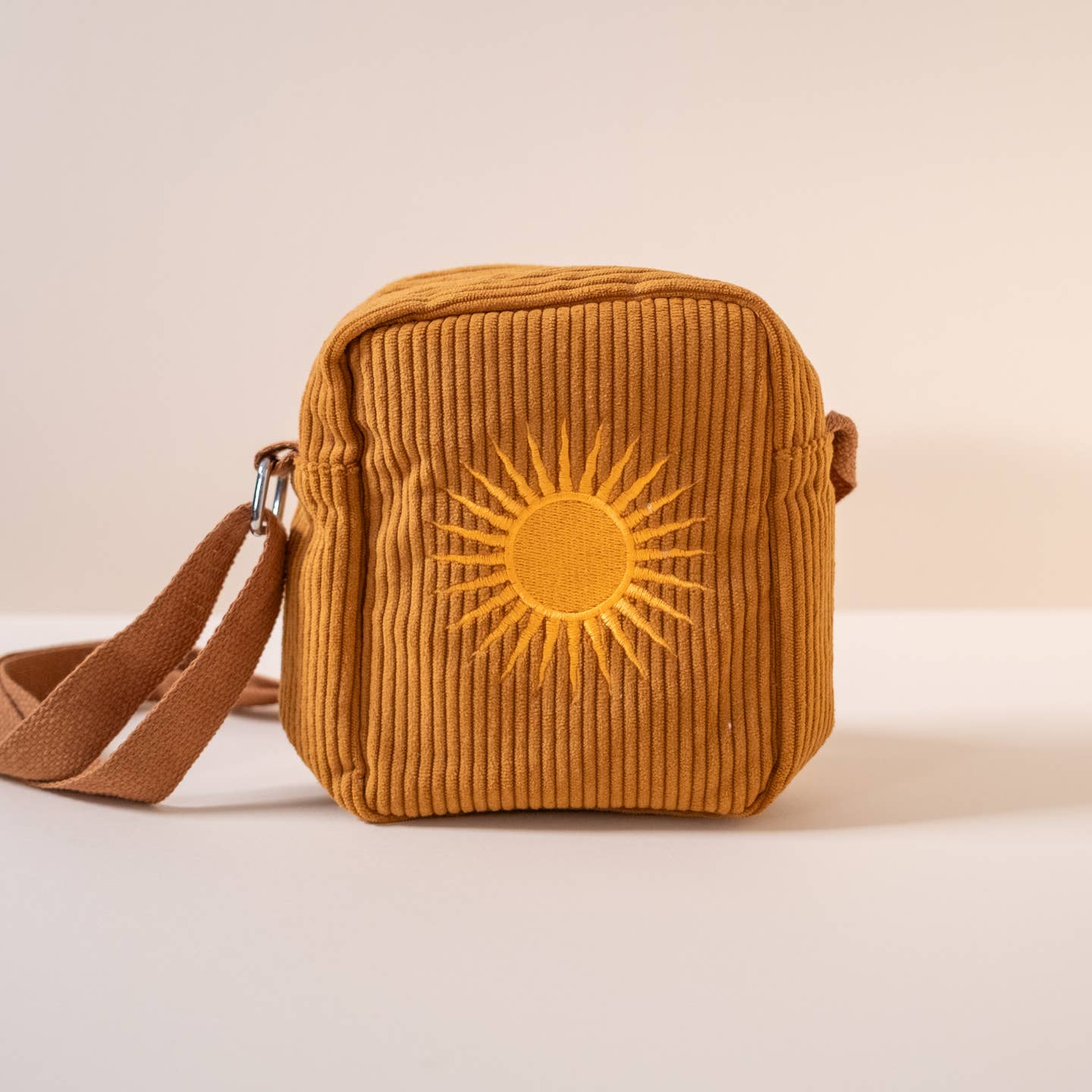 Corduroy Embroidered Crossbody Bag - Image 4