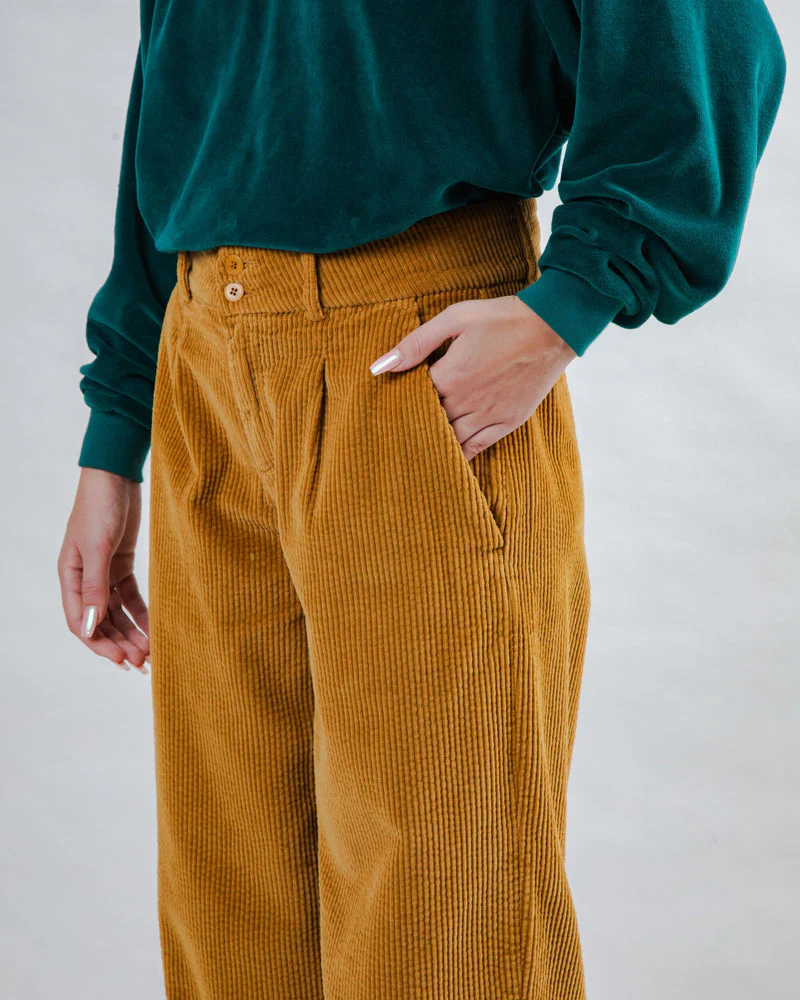 Corduroy Pleated Pants - Camel - Image 4