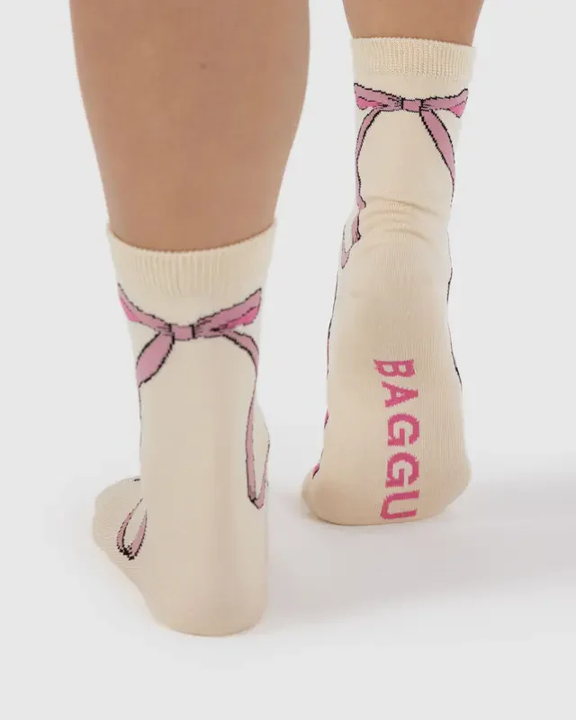 Crew Sock- Pink Bow - Image 3