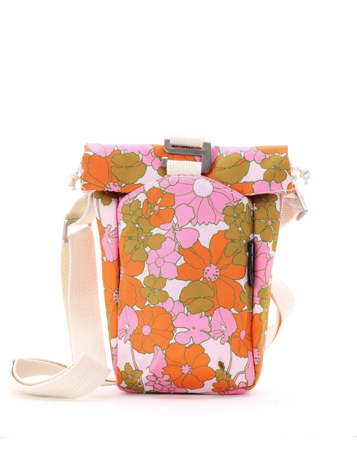 Crossbody Drink Pouch - Retro Floral Pink - Image 3