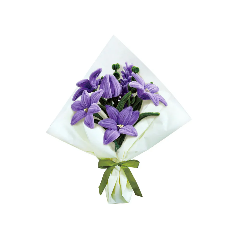 DIY Chenille Flower Bouquet Kit - Purple Lily