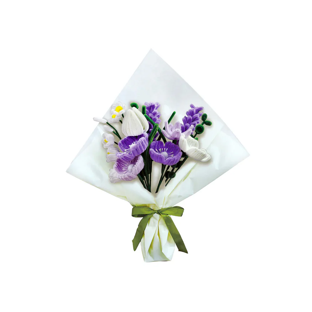 DIY Chenille Flower Bouquet Kit - Purple Mix
