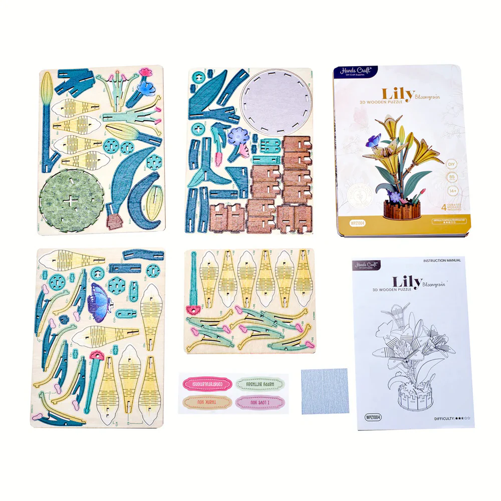 DIY Wooden Puzzle Kit: Lily Bloom Kit - Image 3
