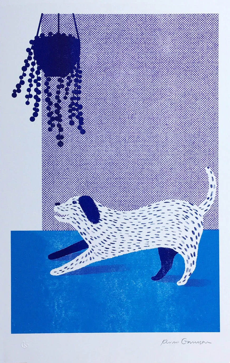 Downward Dog A3 Risograph Print