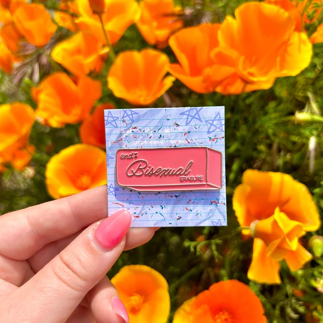 End Bisexual Erasure Pin