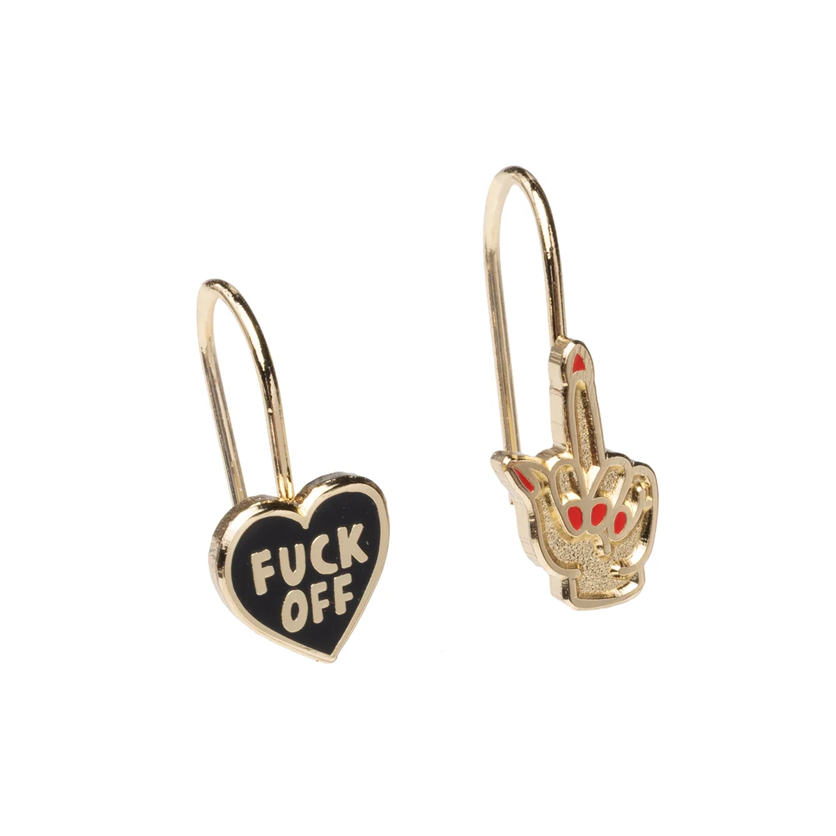 F*ck Off Heart & Middle Finger Earrings - Image 2