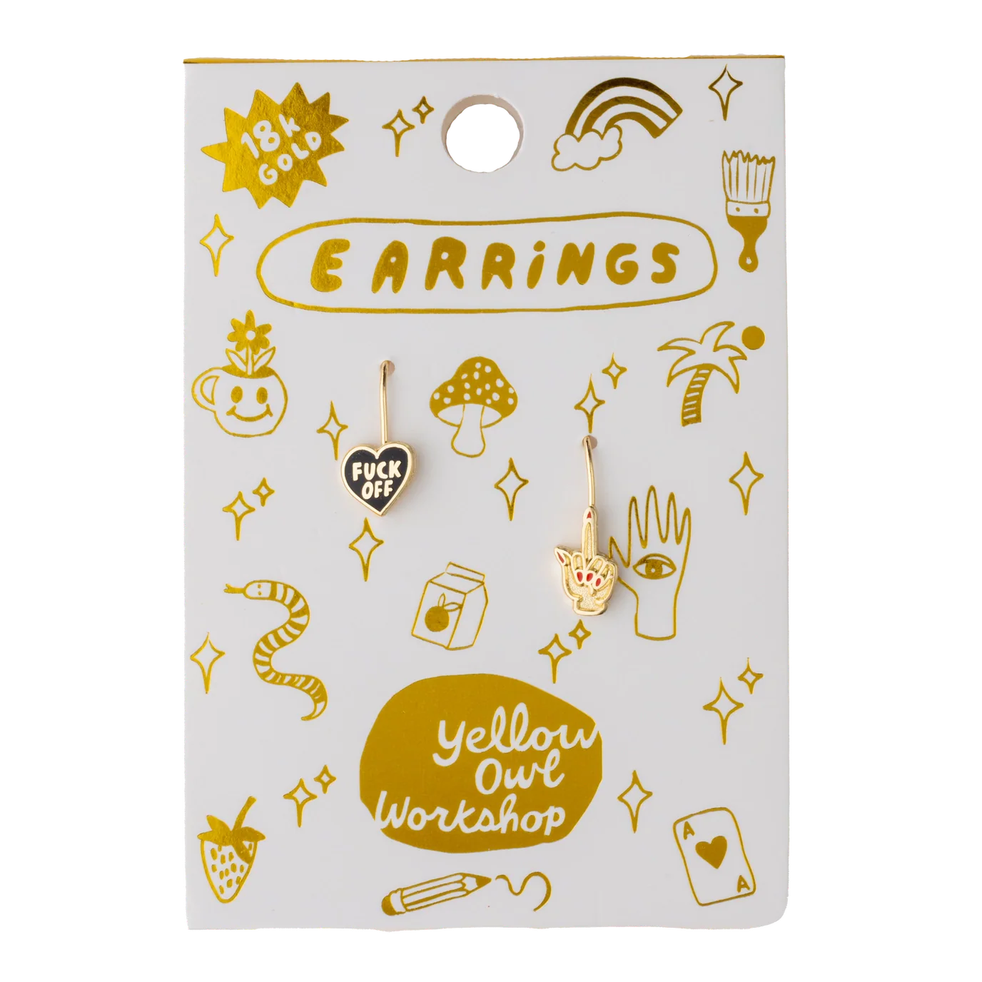 F*ck Off Heart & Middle Finger Earrings - Image 3