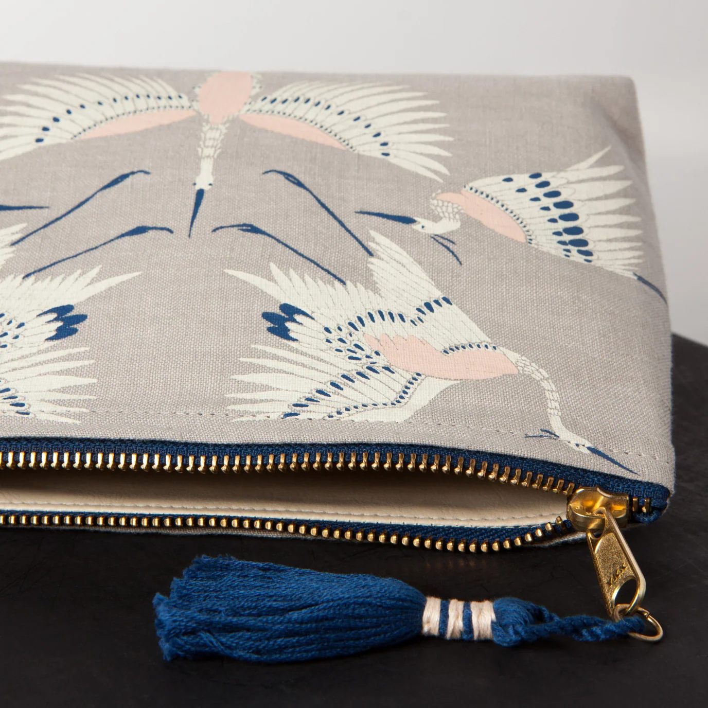 Flight of Fancy Large Linen Cosmetic Bag - Image 3