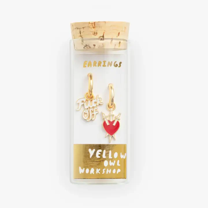 Fuck Off & Heart Daggers Hoop Earrings - Image 3