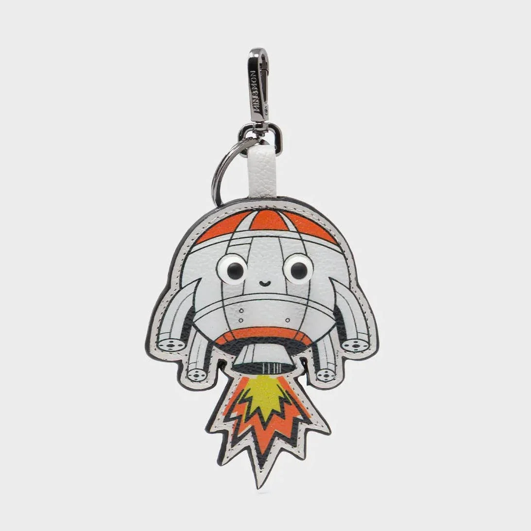 Helia Rocketship Charm - Cream Leather Keychain