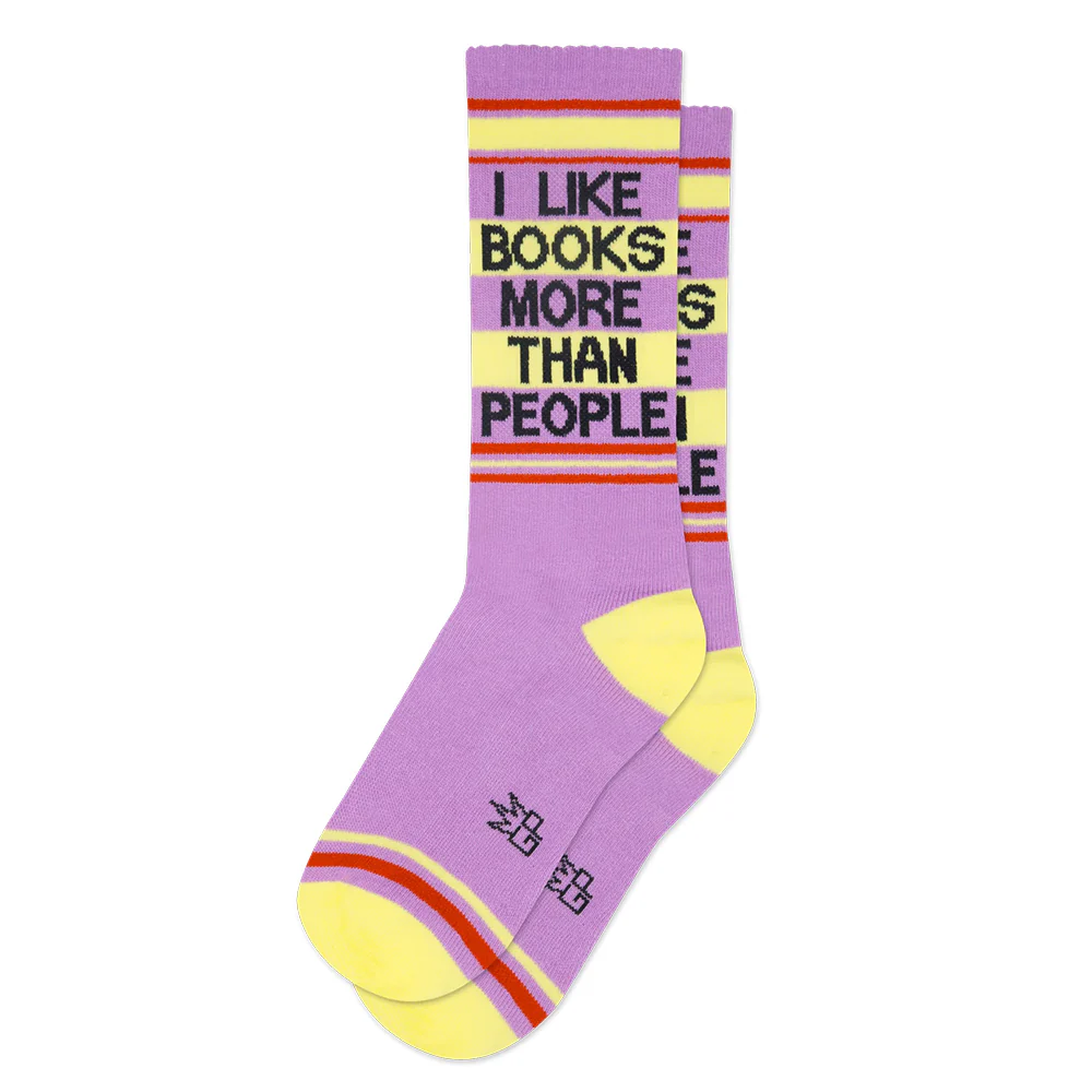 I Like Books More Than People Gym Crew Socks