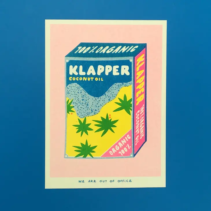 Klapper Organic Coconut Oil Risograph Print