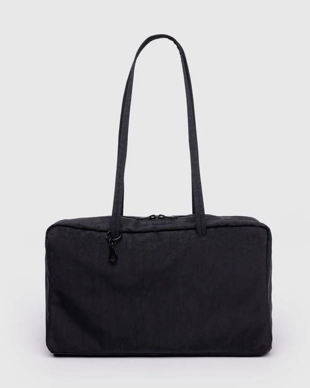 Medium Nylon Bowler Bag- Black