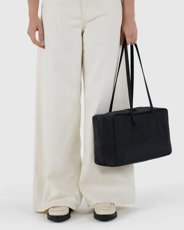Medium Nylon Bowler Bag- Black - Image 3