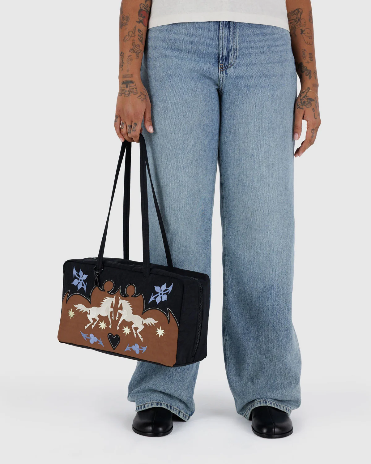 Medium Nylon Bowler Bag- Western Applique - Image 5