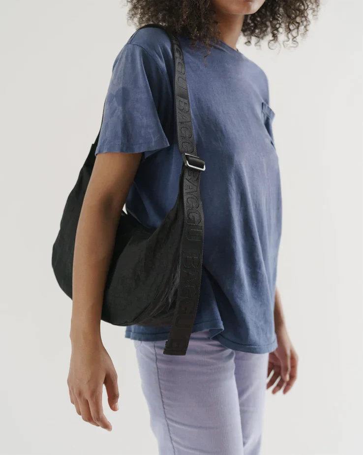 Medium Nylon Crescent Bag - Black - Image 2