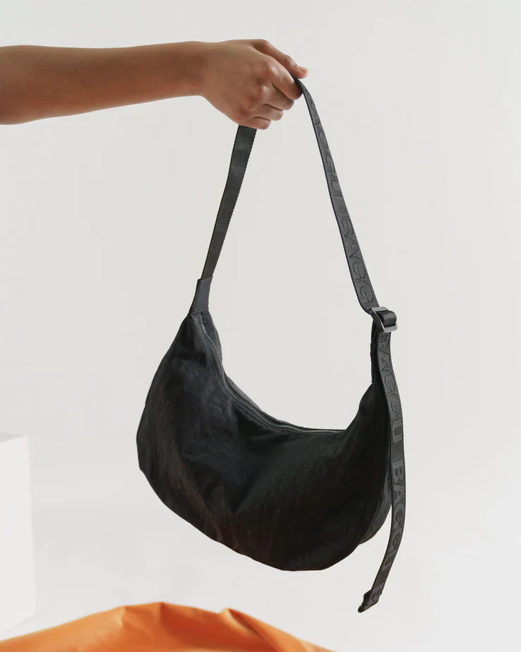 Medium Nylon Crescent Bag - Black - Image 3