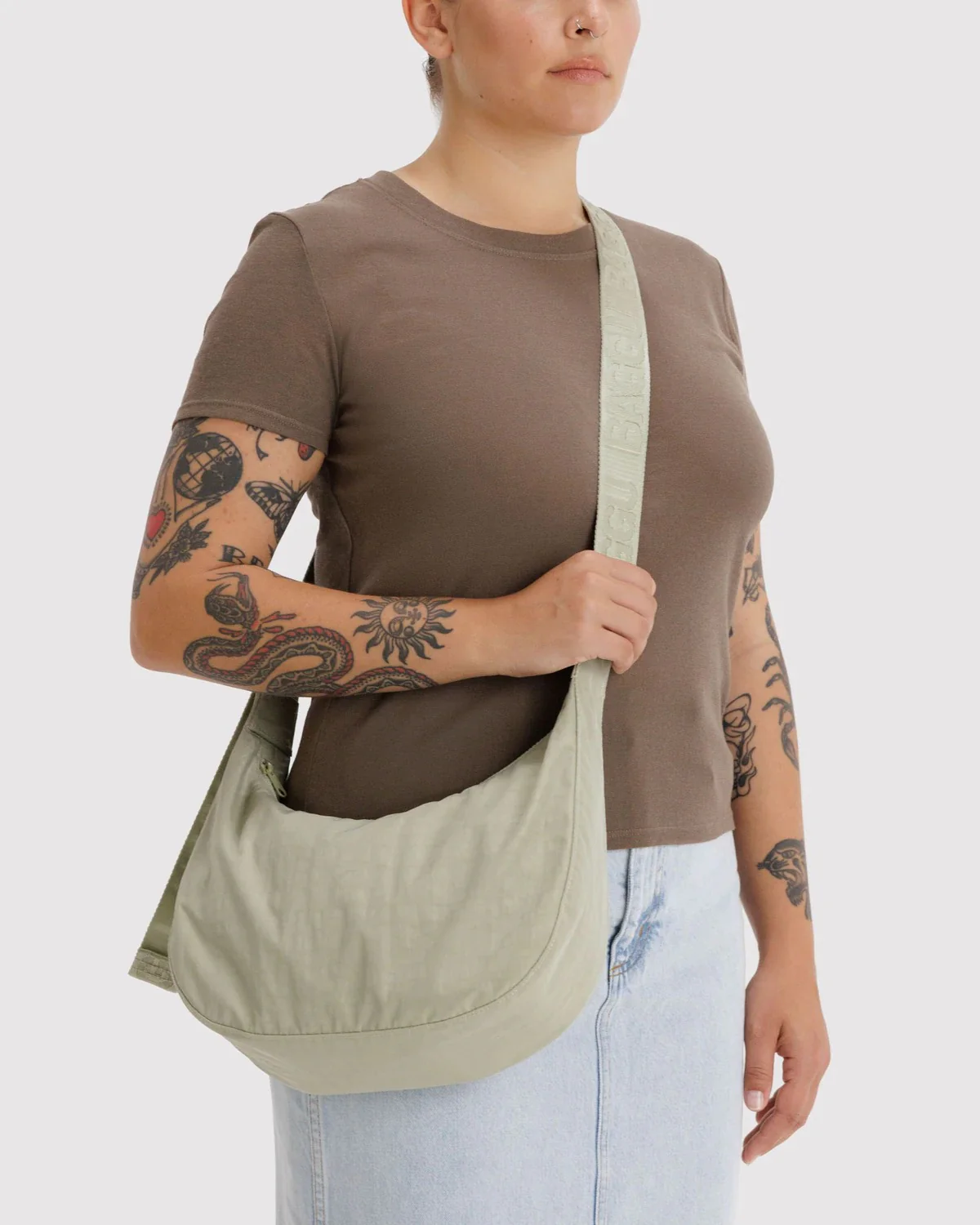 Medium Nylon Crescent Bag - Celadon - Image 2