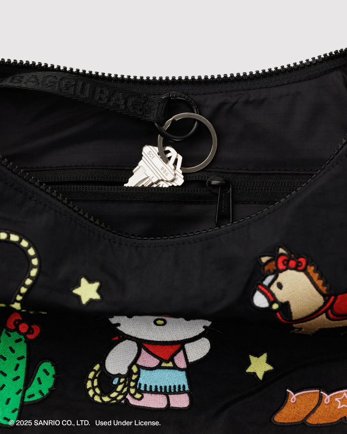 Medium Nylon Crescent Bag- Embroidered Hello Kitty Western - Image 3