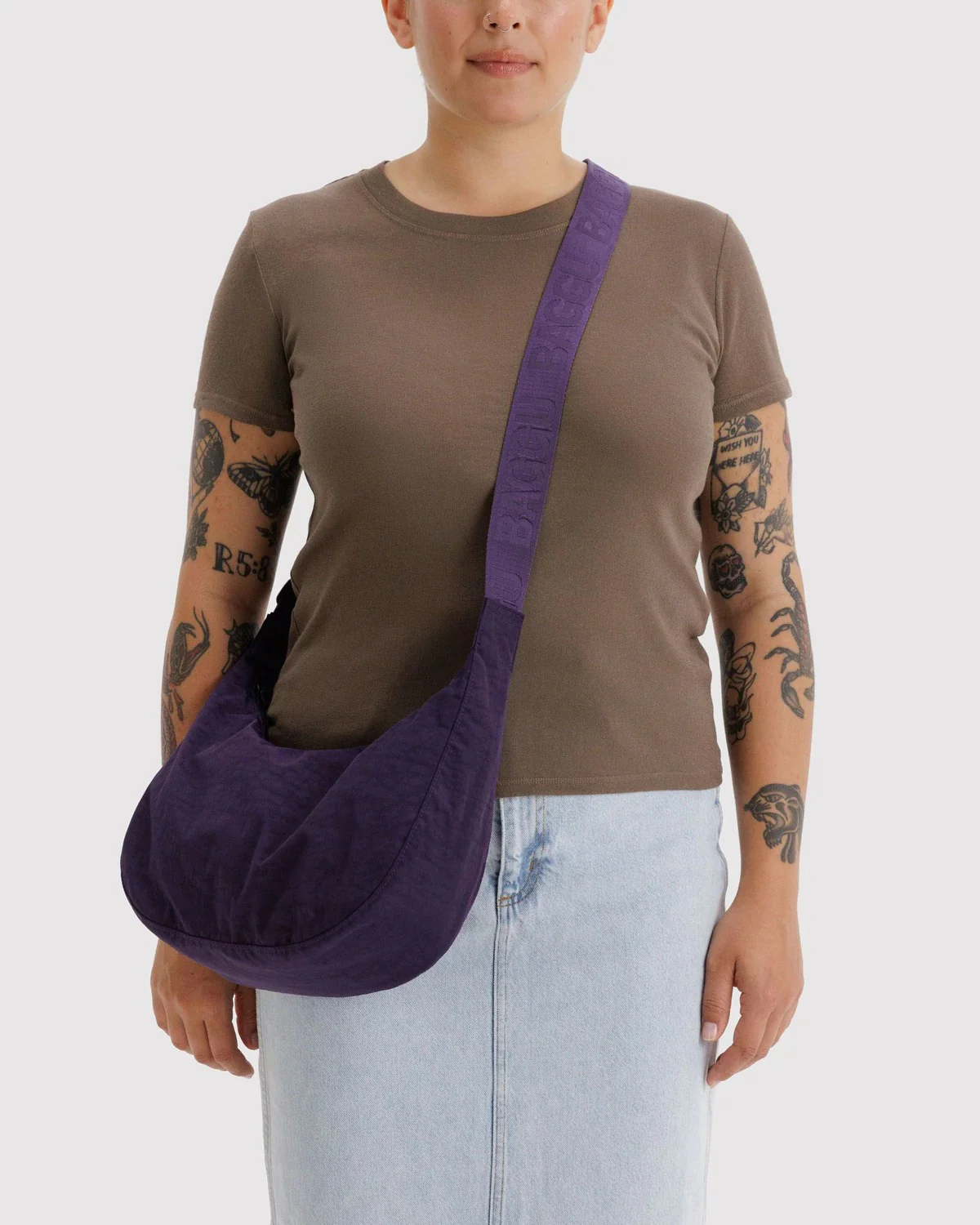 Medium Nylon Crescent Bag - Fig - Image 2