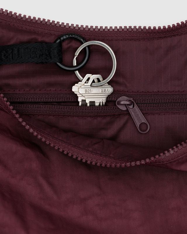 Medium Nylon Crescent Bag- Mahogany - Image 3