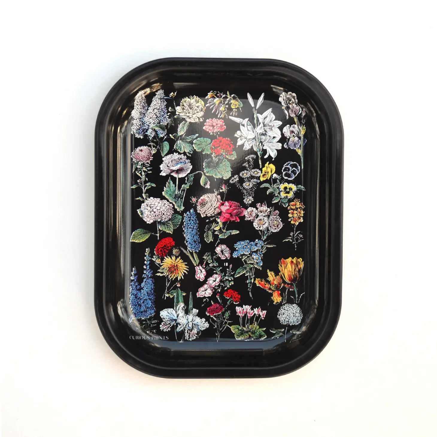 Metal Black Fleurs Ritual Tray