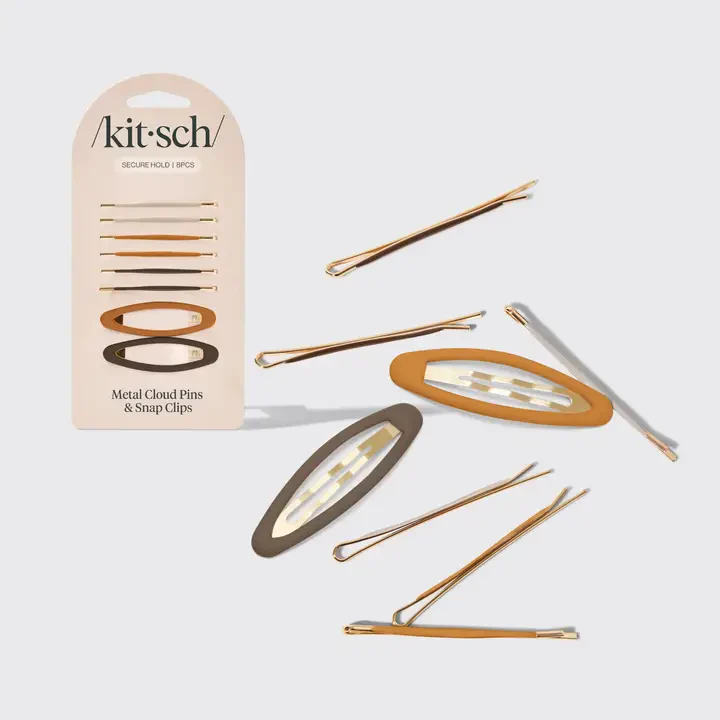 Metal Enamel Cloud + Bow Bobby Pin Set of 8