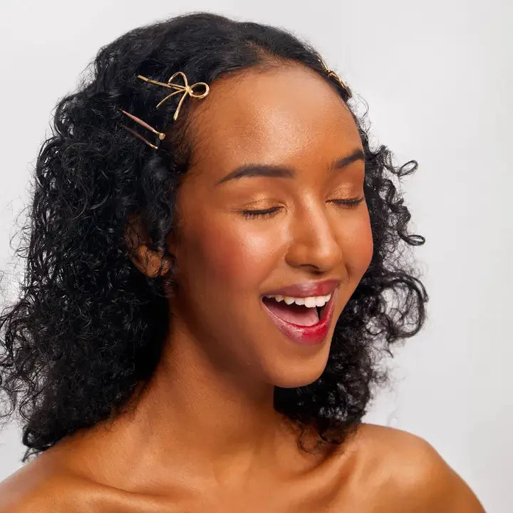 Metal Enamel Cloud + Bow Bobby Pin Set of 8 - Image 2