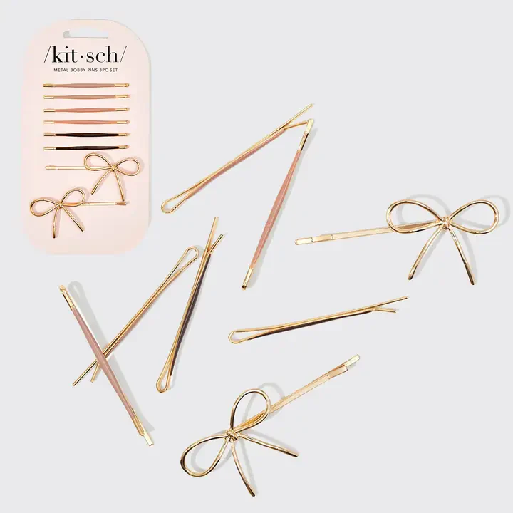 Metal Enamel Cloud + Bow Bobby Pin Set of 8 - Image 3