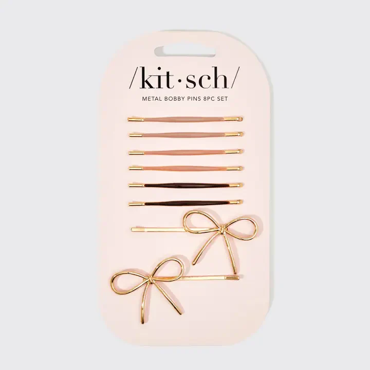 Metal Enamel Cloud + Bow Bobby Pin Set of 8 - Image 4