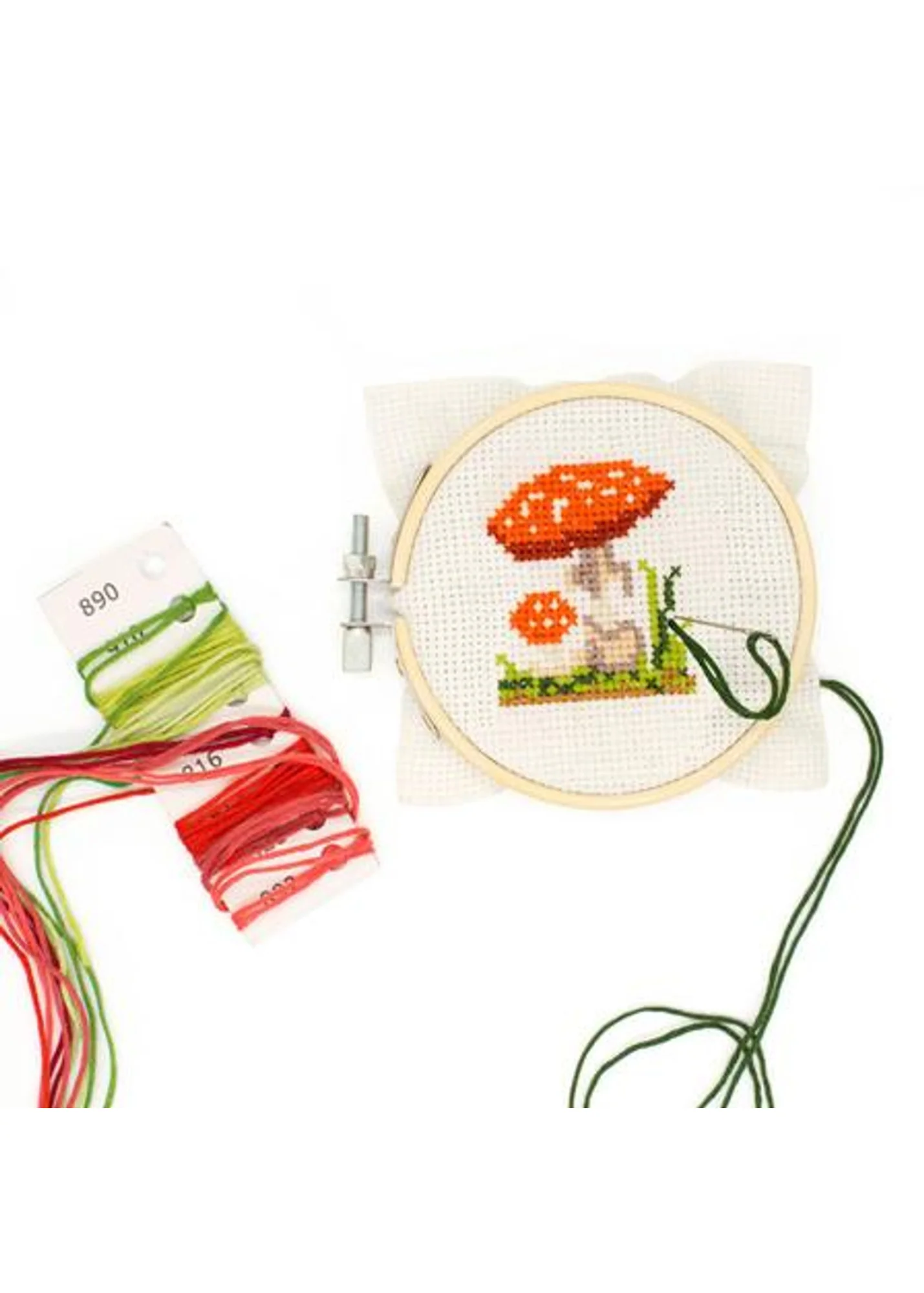 Mini Cross Stitch Embroidery Kit - Mushroom - Image 2