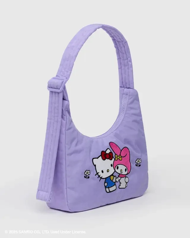 Mini Nylon Shoulder Bag- Embroidered Hello Kitty & My Melody - Image 3